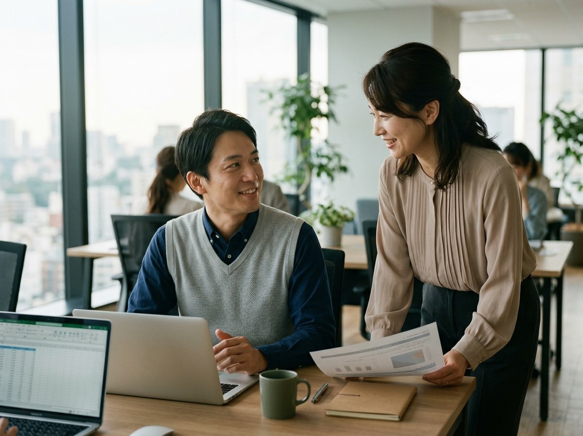 同僚と協力しながら本業で活躍する社員