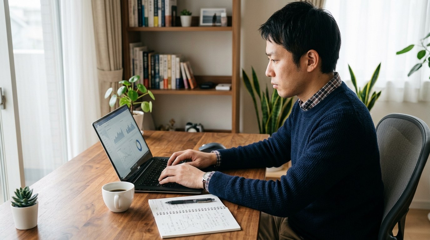 自宅で業務に集中して取り組むスタッフのシーン